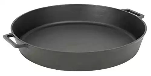 Bayou Classic 20 Inch Jumbo Cast Iron Skillet Features Dual Helper Handles Deep 3-in Sides Perfect For Breakfast Roast Pan Frying Sautéing Baking & Large Batch Cooking