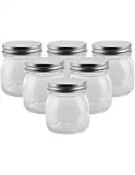 Golden Spoon Mason Jars, With Regular Lids, and Lids for Drinking, Dishwasher Safe, BPA Free, (Set of 6) (10 oz)