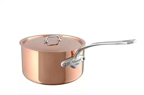 Mauviel1830 Made In France M'Heritage M150S 6110.17 Copper 1.9-Quart Saucepan with Lid, Cast Stainless Steel Handles