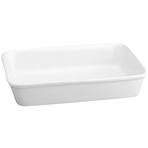 HIC Oblong Rectangular Baking Dish Roasting Lasagna Pan, Fine White Porcelain, 13-Inches x 9-Inches x 2.5-Inches, 13 x 9