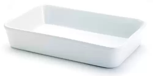 Small Lasagna Pan and Baking Dish, Rectangular, Fine White Porcelain, 9-Inches x 6-Inches x 1.75-Inches, HIC