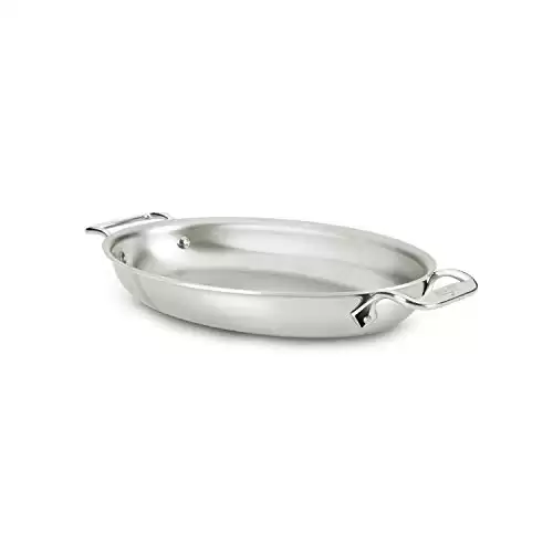 All-Clad 4612 Stainless Steel Tri-Ply Bonded Dishwasher Safe Oval Au Gratin Pan/Cookware, Silver