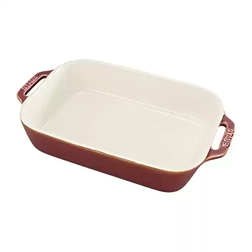 STAUB Ceramics Rectangular Baking Dish, 10.5x7.5-inch, Rustic Red