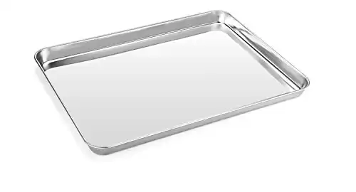 Stainless Steel Baking Sheet Cookie Tray, Zacfton Cookie Sheet for Toaster Oven Baking Pan Tray, Jelly Roll Pan Size 16 x 12 x 1 Inch Easy Clean & Non-stick & Non-toxic & Dishwasher Safe