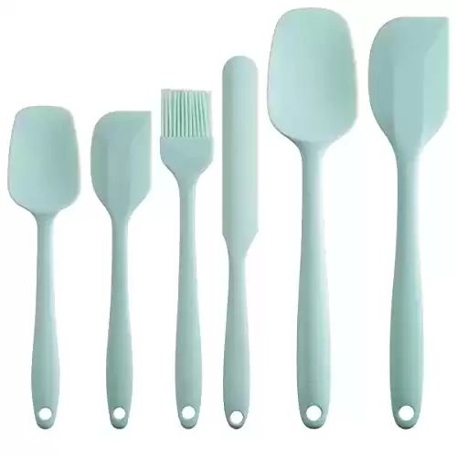RosyMyth Silicone Spatula Set of 6, Heat Resistant, Professional for Nonstick Cookware, Seamless and BPA Free , Maca Blue