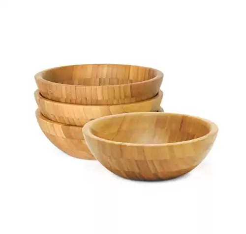 Lipper International Bamboo Wood Salad Bowls, Small, 7" Diameter x 2.25" Height, Set of 4 Bowls