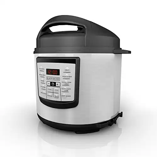 BLACK+DECKER 6 quart 11-in-1 Cooking Pot, Stainless Steel, Pressure Cooker, Slow Cooker, Multi-Cooker, PR100