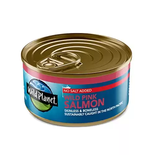 Wild Planet Wild Pink Salmon No Salt Added, Canned Salmon, Sustainably Wild-Caught, Kosher 6 Ounce can