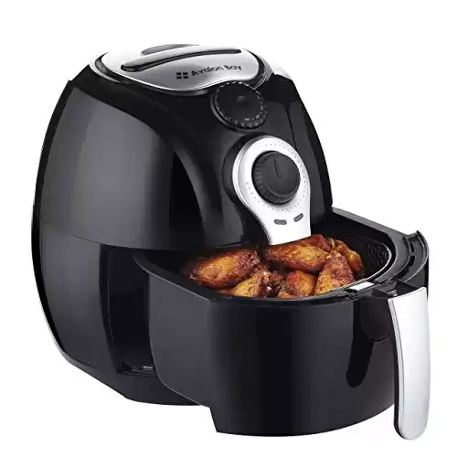 Avalon Bay Air Fryer, For Healthy Fried Food, 3.7 Quart Capacity, Includes Airfryer Baking Set and Recipe Book, AB-Airfryer100B