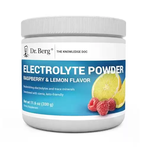 Dr. Berg Hydration Keto Electrolyte Powder - Enhanced w/ 1,000mg of Potassium & Real Pink Himalayan Salt (NOT Table Salt) - Raspberry & Lemon Flavor Hydration Drink Mix Supplement - 50 Serving...
