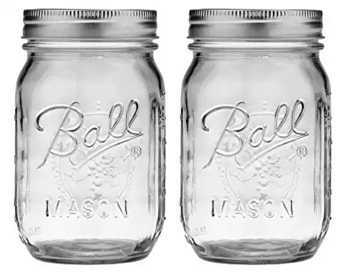 Ball Glass 389579 Pint Regular Mouth Mason, 2 Count (Pack of 1), Clear