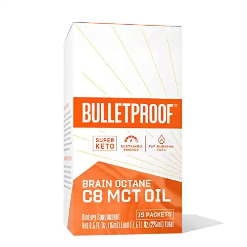 Bulletproof Brain Octane C8 MCT Oil Packets, Pack of 15, Keto Supplement for Sustained Energy