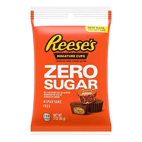 REESE'S Zero Sugar Miniatures Milk Chocolate Peanut Butter Cups Candy, Individually Wrapped, 3 oz Bag