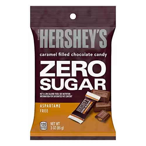 HERSHEY'S Zero Sugar Caramel Filled Chocolate Candy Bags, 3 oz (12 Count)