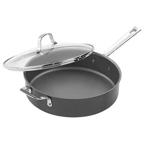 Emeril Lagasse Dishwasher safe Nonstick Hard Anodized Covered Deep Saute Pan, 5-Quart ,Gray