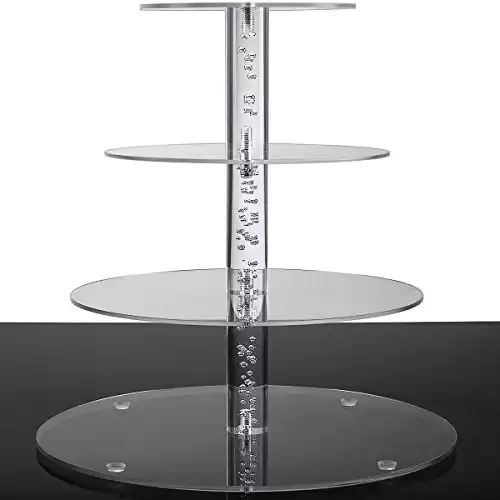 2018 4 Tiers Cupcake Stands Tower - Clear Acrylic Display Holder Tree - Tiered Cupcake Display- Tiered Round Pastry Stand Dessert Stands Wedding Cake Stands for Parties Birthday - DYCacrlic