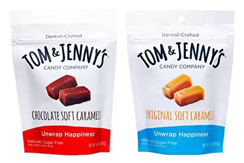 Tom & Jenny's Sugar Free Soft Caramels - Keto Diet - Sweetened with Xylitol and Maltitol (Mixed Flavor Pack, 4.6oz x 2-pack