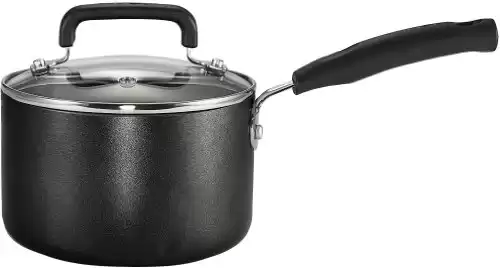 T-fal C11924 Signature Nonstick Expert Easy Clean Interior Dishwasher Safe PFOA Free Oven Safe 3-Quart Sauce Pan with Glass Lid Cookware, Black