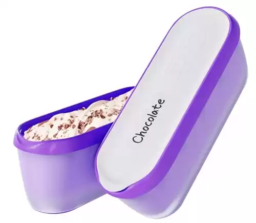 SUMO Ice Cream Containers with Lids for Homemade Ice Cream - Set of 2 Tubs - 1.5 Quart or 3 Pints per Container, Reusable Ice Cream Containers for Freezer Storage, Purple