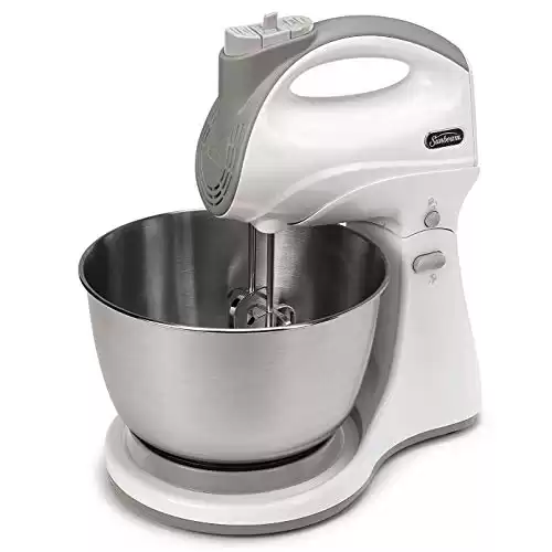 Sunbeam Mixmaster Dual Function Hand and Stand Mixer, 250 W, 5 Speed, White
