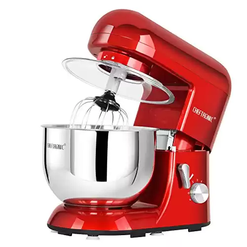 CHEFTRONIC Stand Mixer Tilt-head Mixers Kitchen Electric Dough Mixer for Household Aids 120V/650W 5.5qt Stainless Steel Bowl (Empire Red)