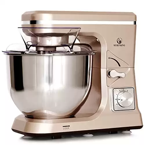 MURENKING Stand Mixer,5.3-Qt & 500W & 6+P Speed MK36 Tilt-Head Kitchen Electric Food Mixers Home Baking Dough Machine with Accessories (Champagne)