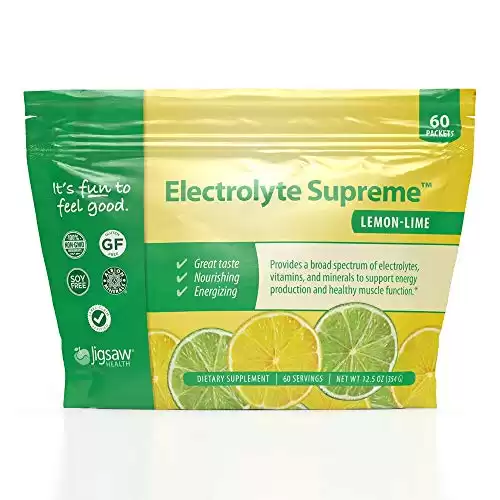 Jigsaw Health - Electrolyte Supreme - Broad Spectrum of Electrolytes + Trace Minerals - 60 Servings (Lemon Lime, 60 Servings Packets)