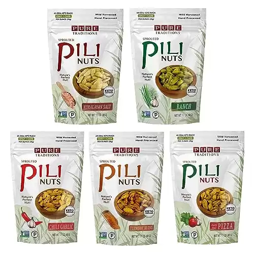 (5 Pack) Five Flavor Sprouted Pili Nuts Variety, Certified Keto, NON-GMO Verified, 1.7 oz each