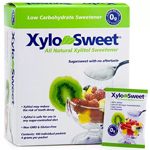 Xlear XyloSweet Non-GMO Xylitol Sweetener - Natural Sweetener Sugar Substitute, Granules, 100 Packets (Pack of 2)
