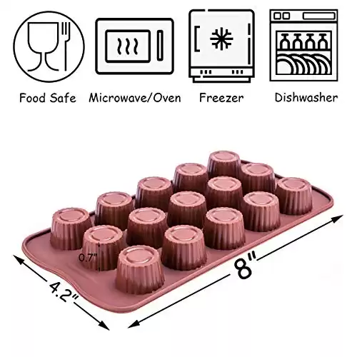 Silicone Chocolate Molds 2pcs Chocolate Cup Molds for Candy,Keto Fat Bombs & Mini Peanut Butter Cup
